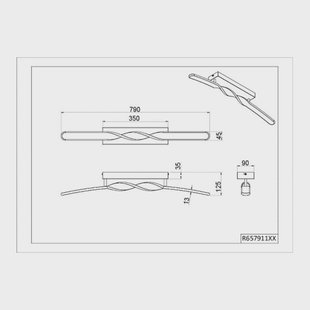 Reality Leuchten LED plafondlamp Ginko, zwart mat, metaal, lengte 79 cm