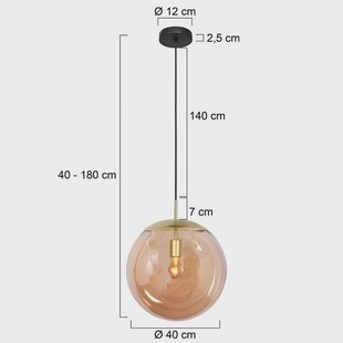 Steinhauer Hanglamp Bollique, messing, Ø 40 cm, glas, 1-lamp, bol