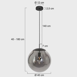 Steinhauer Hanglamp Bollique, zwart, Ø 40 cm, glas, 1-lamp, bol
