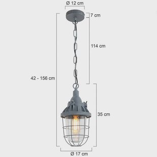 Steinhauer Hanglamp Ebbe, grijs, metaal, glas, E27