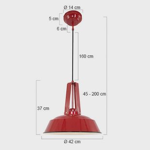 Steinhauer Hanglamp Eden, rood, metaal, fitting E27