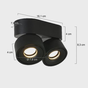 Steinhauer LED plafondspot Fez, zwart, 2-lamps, metaal, zwenkbaar