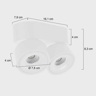 Steinhauer LED plafondspot Fez, wit, 2-lamps, metaal, zwenkbaar