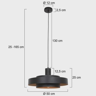 Steinhauer Hanglamp Flinter, houtdecor, metaal, Ø 50 cm, E27