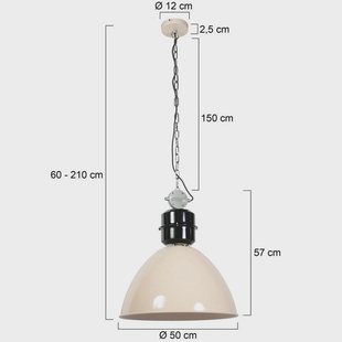 Steinhauer Hanglamp Frisk, crèmekleurig, metaal, E27