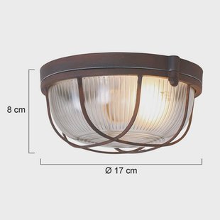 Steinhauer Plafondlamp Lisanne, bruin, Ø 17 cm, metaal, glas, E27