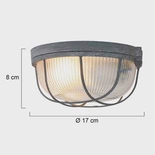 Steinhauer Plafondlamp Lisanne, grijs, Ø 17 cm, metaal, glas, E27