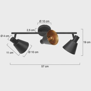 Steinhauer Plafondspot Oeroe, 3-lamps, zwart, metaal, E14