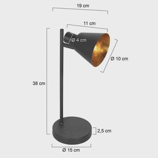 Steinhauer Tafellamp Oeroe, 1-lamp, zwart, metaal, E14