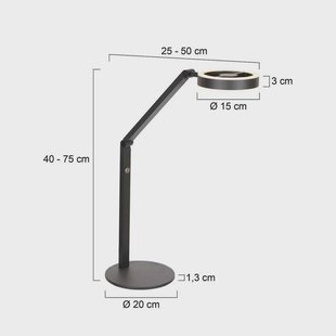 Steinhauer LED tafellamp Ringlux, zwart, metaal, verstelbaar