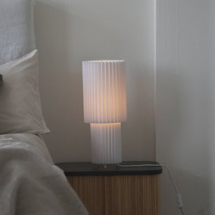 Markslöjd tafellamp Catis, wit, 45 cm hoog, textiel, E27