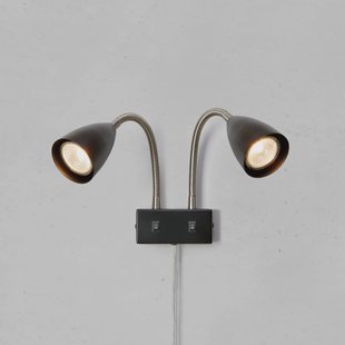 Markslöjd wandlamp Ciro, zwart, metaal, stekker, GU10