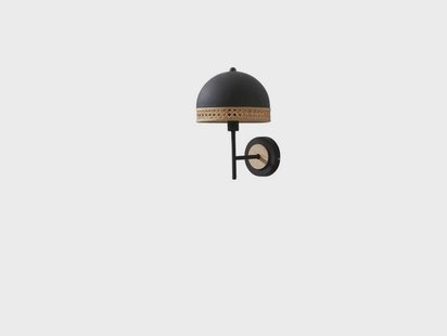 Lonnaris Wandlamp Black/Nature - Lindby - Woonkamer - Vintage / Retro - Metaal - 1 lamp
