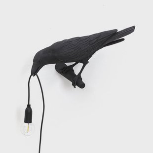 Bird Lamp Looking Left Wandlamp Zwart SELETTI - Woonkamer - Designer - Kunststof
