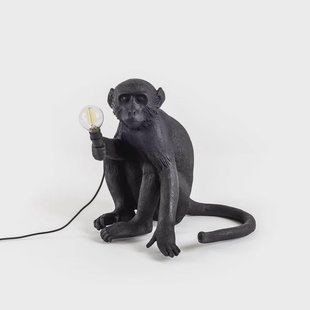 SELETTI - Monkey Sitting Buiten Tafellamp Zwart