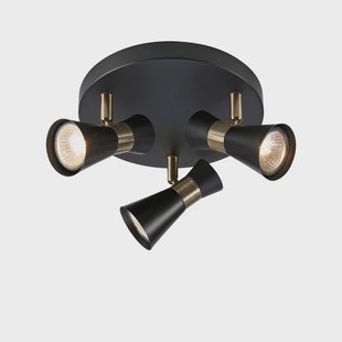 Markslöjd - Folie plafondlamp, 3-lamps, zwart/messing