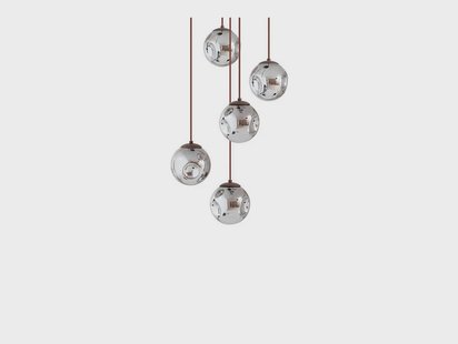 Lindby - Valentina 5 Round Hanglamp Smoked Grey/Brown