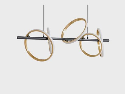 Lucande - Madu LED Hanglamp L92,5 Zwart/Goud/Wit