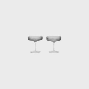 ferm LIVING - Ripple Champagne Saucers Set of 2 Smoked Grey