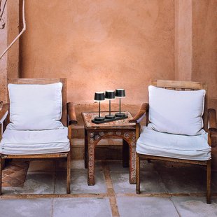 FH Lighting LED tafellamp op accu Gardo, set van 3, oplaadstation, zwart