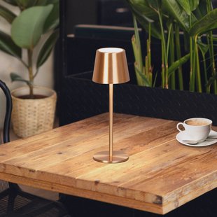 FH Lighting LED tafellamp Roxi, koperkleurig, metaal, IP54, dimbaar