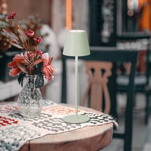 FH Lighting LED tafellamp op accu Viletto, saliegroen, IP54