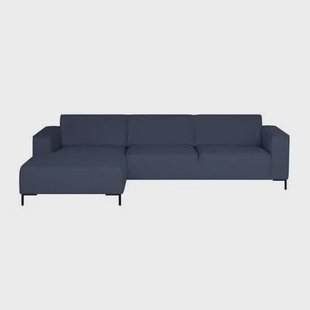 by fonQ Loft Hoekbank met Chaise Longue Links - Chenille - Donkerblauw
