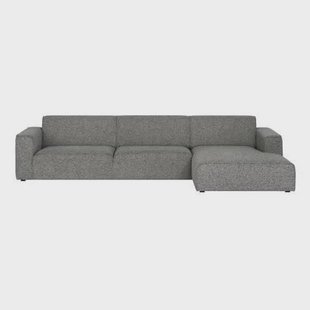 by fonQ Loft Hoekbank met Chaise Longue Rechts - Chenille Melange - Steengrijs