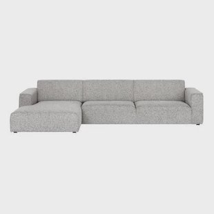 by fonQ Loft Hoekbank met Chaise Longue Links - Chenille Melange - Grijs