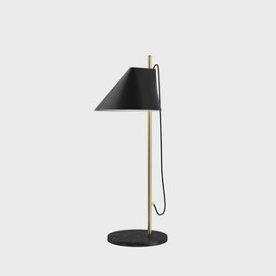 Yuh Tafellamp Zwart/Geelkoper Yuh Brass Louis Poulsen - Slaapkamer - Designer - Metaal - Met lampenkap