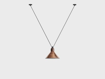 Lampe Gras - 323 XL Hanglamp Conical Raw Copper/White
