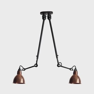 302 Dubbel Plafondlamp Zwart/Raw Koper - Lampe Gras - Woonkamer - Metaal