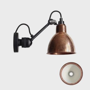 Lampe Gras - 304 Wandlamp Zwart/Raw Koper/Wit