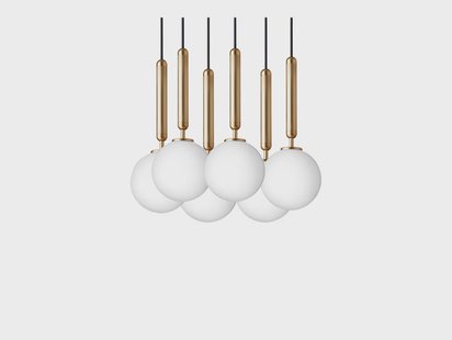 Nuura Aps - Miira 6 Kroonluchter Brass/Opal White Nuura