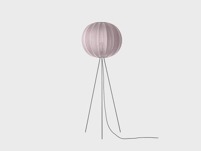 Knit-Wit 60 Round Vloerlamp Hoog Light Pink Made By Hand - Woonkamer - Aluminium