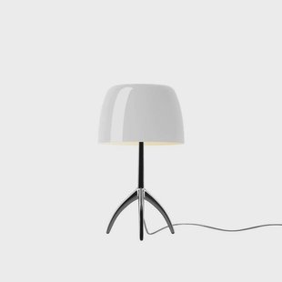 Lumiere Piccola tafellamp, chroom/wit, 35 cm Foscarini - Woonkamer - Aluminium