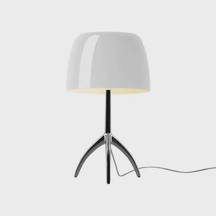 Lumiere Grande tafellamp, chroom/wit, 45 cm Foscarini - Woonkamer - Aluminium
