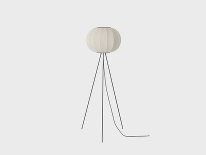 Knit-Wit 45 Round Vloerlamp Hoog Pearl White Made By Hand - Woonkamer - Aluminium
