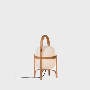 Santa & Cole - Cesta Taffellamp Wood/White Opaal Glass