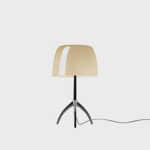 Lumiere Piccola tafellamp, chroom/beige, 35 cm Foscarini - Woonkamer - Aluminium