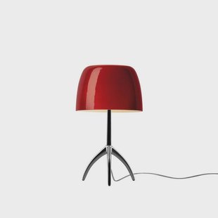Lumiere Piccola tafellamp, chroom/rood, 35 cm Foscarini - Woonkamer - Aluminium