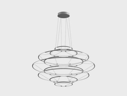 Drop 9 Hanglamp Satin Silver Nemo Lighting - Eetkamer - Kunststof - Ring