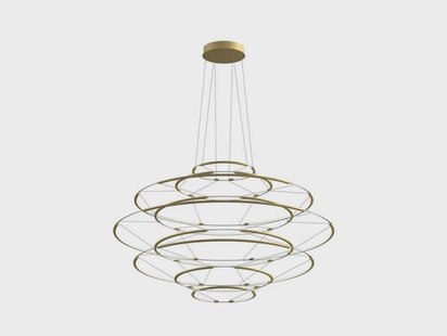 Drop 9 Hanglamp Satin Gold Nemo Lighting - Eetkamer - Kunststof - Ring