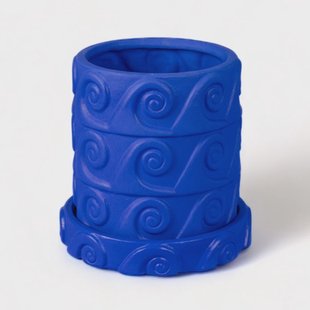 SELETTI - Magna Graecia Onda Vase w/Saucer Blauw