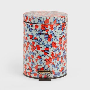 SELETTI - Pills afvalbak, hoogte 27,5 cm, wit/rood/blauw