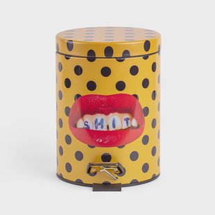 SELETTI - Shit Toiletpaper Home Bin Ø25xH39,5 Geel/Zwart/Multicolor