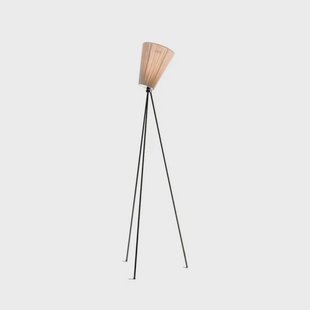 Oslo Wood VloerLamp Zwart/Beige Northern - Woonkamer - Designer - Stof - Met lampenkap