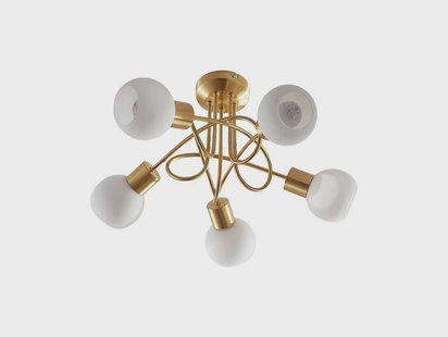 Lindby - Elaina 5 Plafondlamp Brass/Opal
