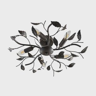 Lindby - Yos plafondlamp, 58 cm, 5-lamps, zwart-goud, E14