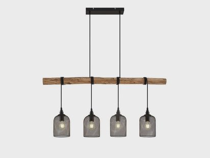 Lindby - Elrond 4 Hanglamp Black/Wood
